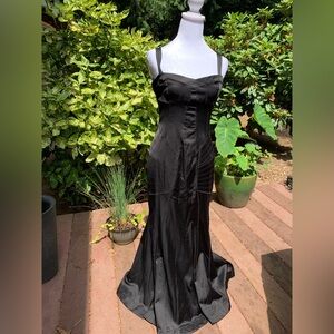 Mango Black Satin Maxi Dress
